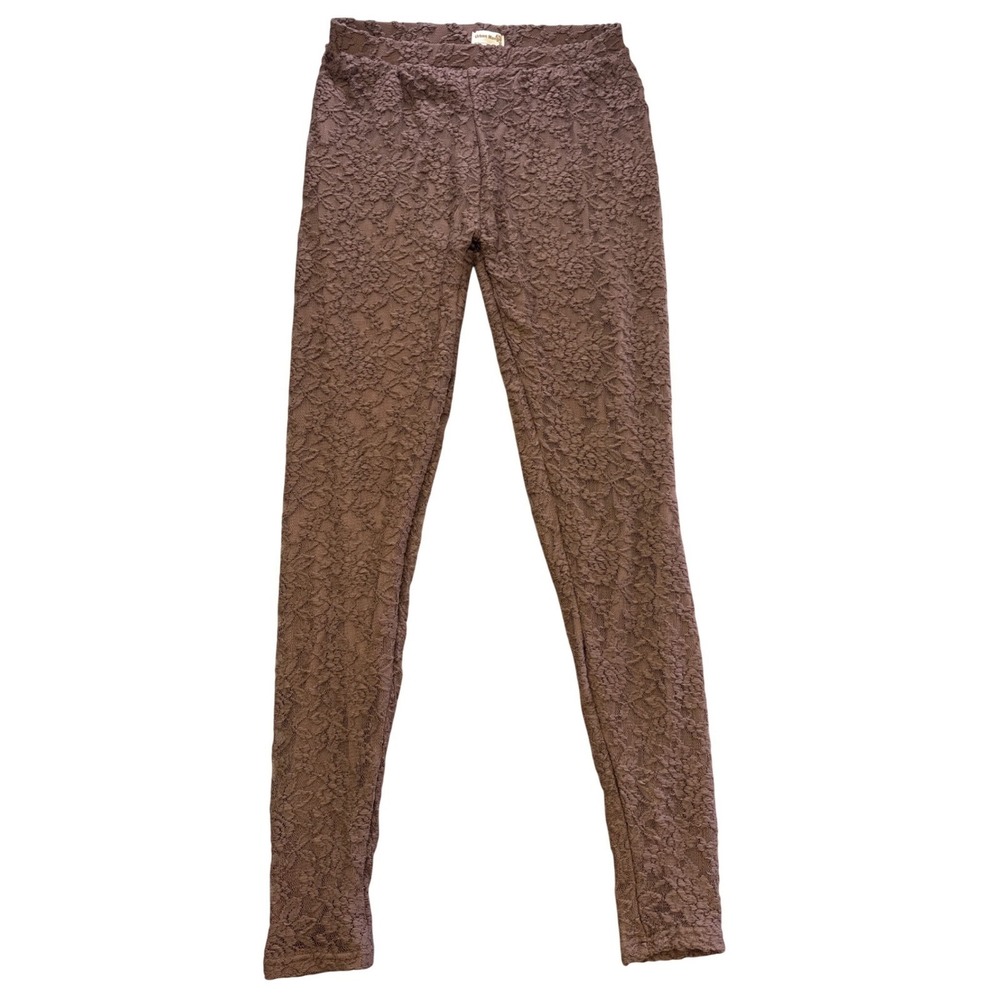 Urban Mango Women Brown Floral Lace Leggings Elastic Waist Cocoa Rose‎ Lined